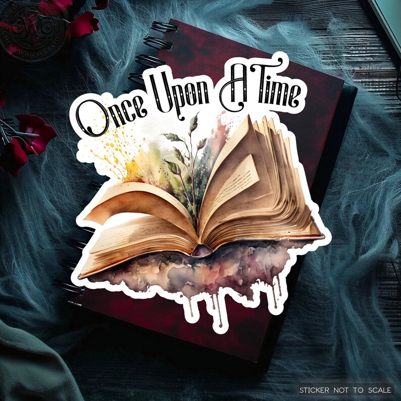 Fairytale Book Sticker Storybook Whimsical Fantasy Reader Gift Bibliophile Sticker Magical Book Art Once Upon A Time Library Aesthetic image 7