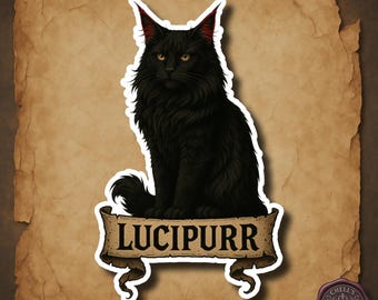 Gothic Black Cat Sticker, Witchy Familiar Design, Dark Humor Occult Cat, Lucifer Aesthetic Gift, Creepy Cute Witchcore Decor