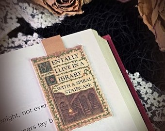 Library Magnetic Bookmark, Dark Academia Stationery, Book Lover Gift
