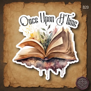 Fairytale Book Sticker Storybook Whimsical Fantasy Reader Gift Bibliophile Sticker Magical Book Art Once Upon A Time Library Aesthetic image 1