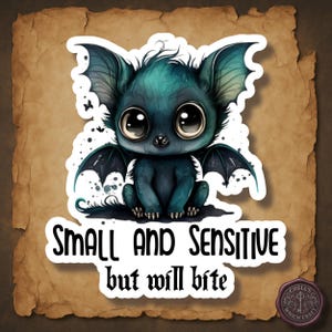 Gothic Bat Sticker, Funny Gothic Sticker, Kawaii Creepy Cute Sticker, Spooky Cute Halloween Sticker, Mental Health Humor