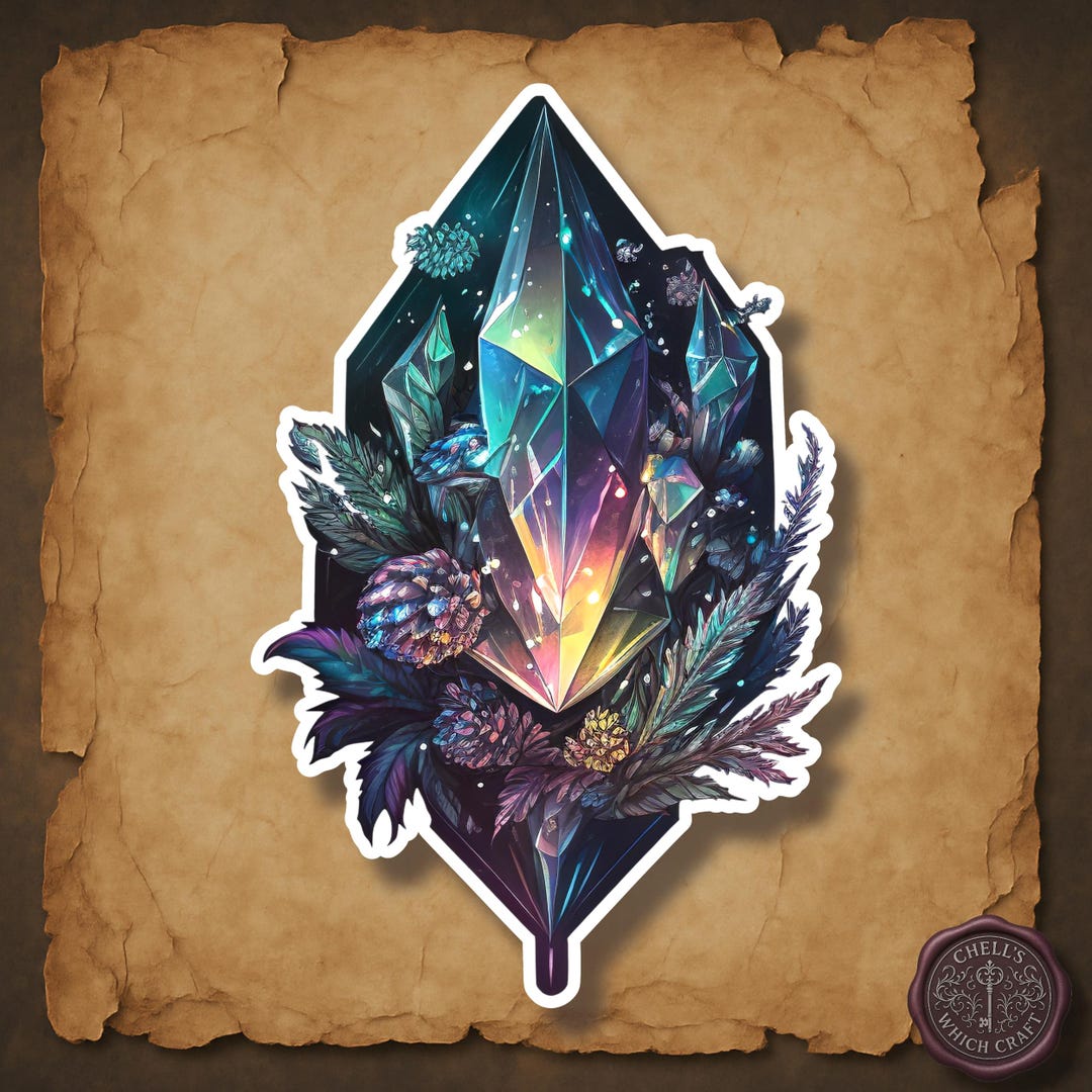 Enchanted Crystal Sticker, Dark Fantasy Pinecone Gem Art, Witchcore ...