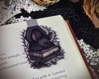 Gothic Bat Magnetic Bookmark, Dark Academia Reading Accessory, Sleeping Bat Bookmark, Book Lover Gift, Victorian Gothic Stationery
