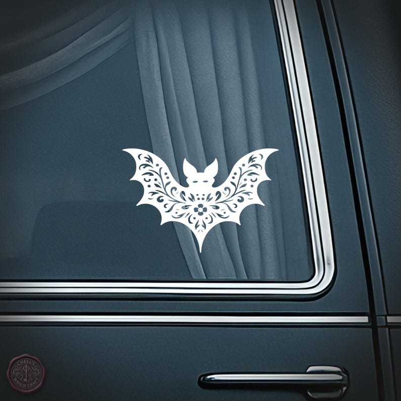Bat Vinyl Decal, Gothic Bat Car Window Sticker, Witchy Halloween Decor ...