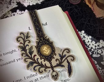Marcapáginas magnético Relicario Maldito, regalo gótico para amantes de los libros, accesorio de lectura de estilo Dark Academia, marcapáginas de calavera, papelería victoriana ocultista