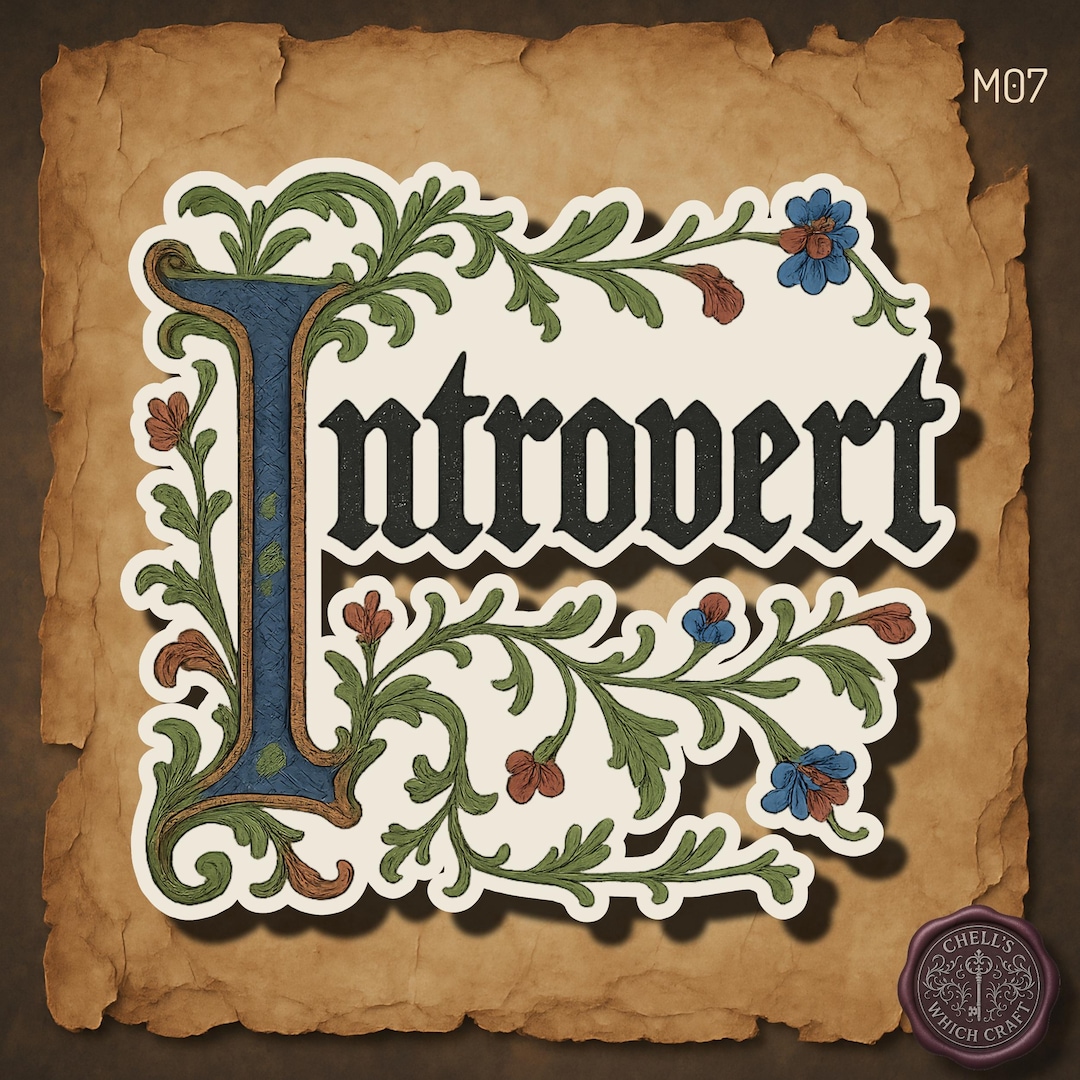 Introvert Sticker Introvert Sticker, Typography Sticker, Gothic Sticker, Illuminated ...