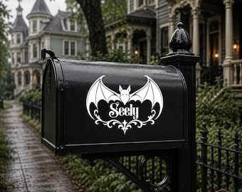 Personalized Bat Name Sign, Gothic House Name, Custom Mailbox Sign, Front Door Decor, Witchy Home Decor, Vampire Aesthetic