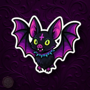 Goth Bat Sticker, Cute Spooky Bat, Pastel Goth Vinyl Decal, Kawaii Halloween Sticker, Alternative Aesthetic Bat