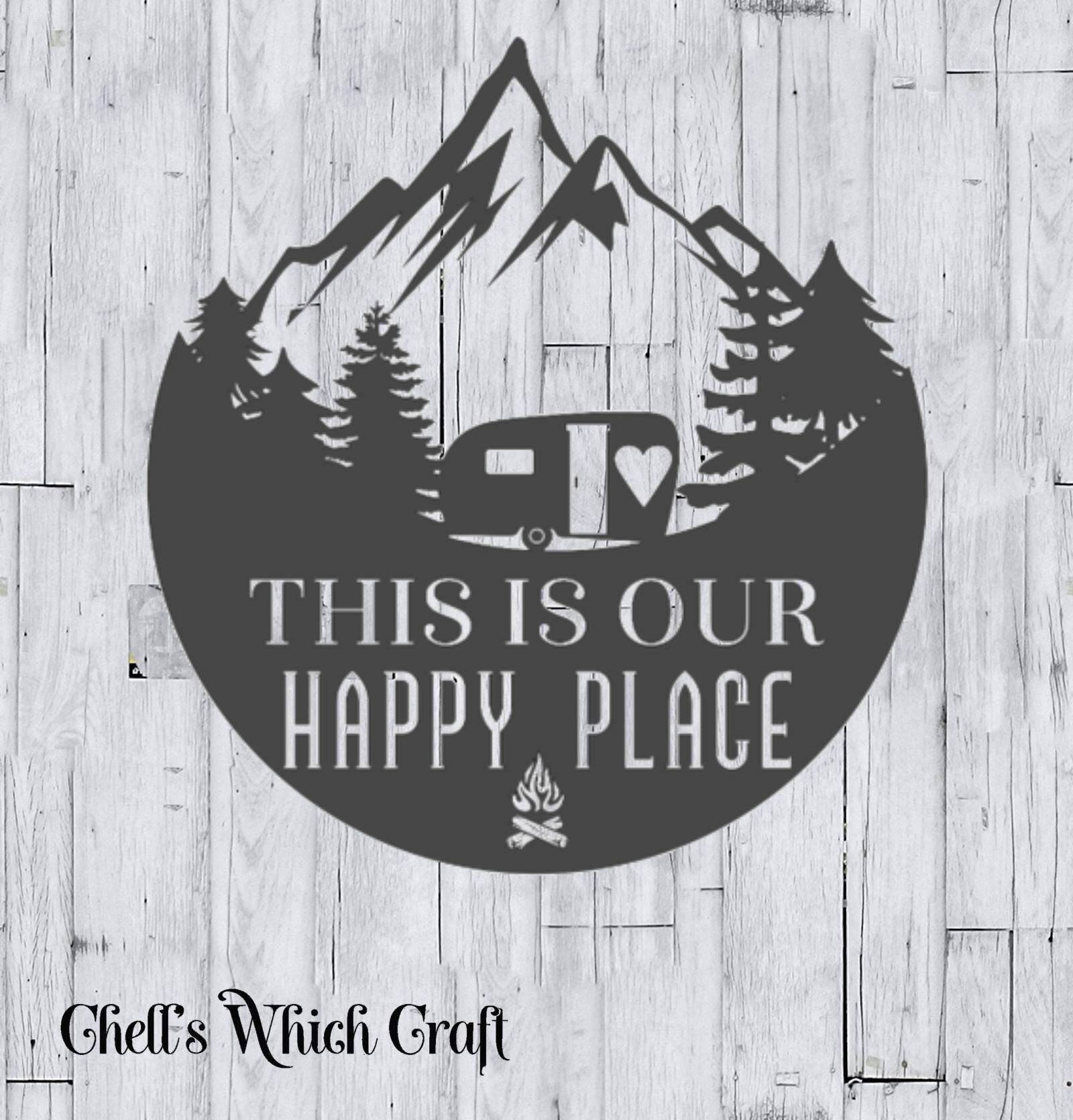 Camping Decal This is Our Happy Place Retro Camper Decal Etsy