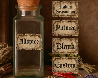 Apothecary Labels, Gothic Spice Jar and Pantry Labels, Halloween Junk Journal Stickers, Medieval Decor