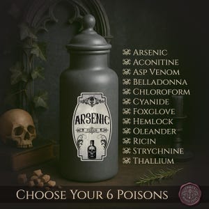 Poison Apothecary Sticker Set 3" x 1.75", Vintage Style Gothic Potion, Arsenic Belladonna Cyanide, Dark Curiosity Cabinet Decor