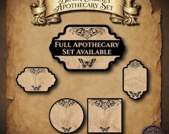 Apothecary Label Sampler Witchy Pantry Spice Jar Tea Tin Victorian Gothic Kitchen Organization Blank Set