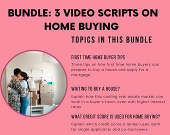 PAQUETE DE GUIONES / Guiones de 3 reels / Comprar una casa / Marketing para agentes inmobiliarios / TikTok/IG Reels/Shorts de YouTube