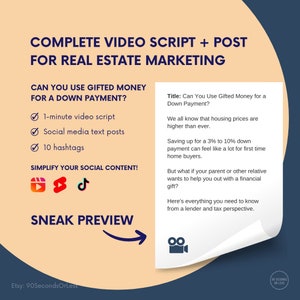 Video Script | Mortgage Lender Marketing | Using Gift Money for a Mortgage | TikTok/Instagram Reels/YouTube Shorts