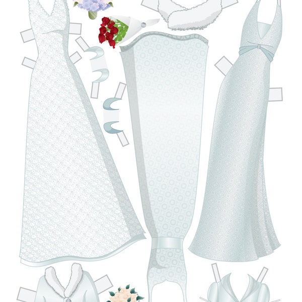 Build Your Own Set Instant Download Paper Doll Wardrobe - Wedding Dresses
