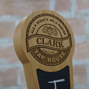 Custom Beer Tap Handle Laser Engraved with Chalkboard Insert - Tap House Edition- Personalized Kegerator Tap Handle