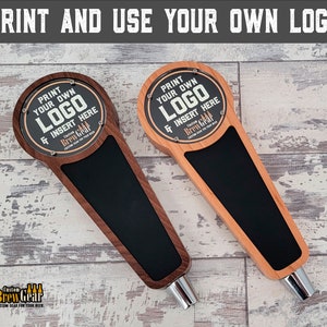 Beer Tap Handle with Changeable Logo & Chalkboard Insert- Customize Your Kegerator Tap Handle | Cherry or Walnut