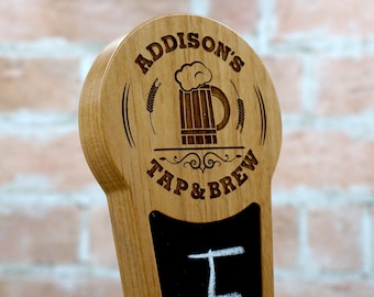 Custom Beer Tap Handle with Chalkboard Insert - Tap & Brew Edition- Personalized Kegerator Tap Handle