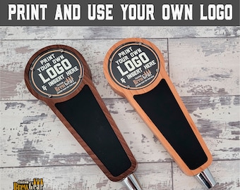 Beer Tap Handle with Changeable Logo & Chalkboard Insert- Customize Your Kegerator Tap Handle | Cherry or Walnut