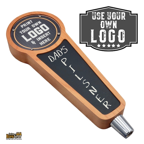 Beer Tap Handle with Changeable Logo & Chalkboard Insert- Customize Your Kegerator Tap Handle