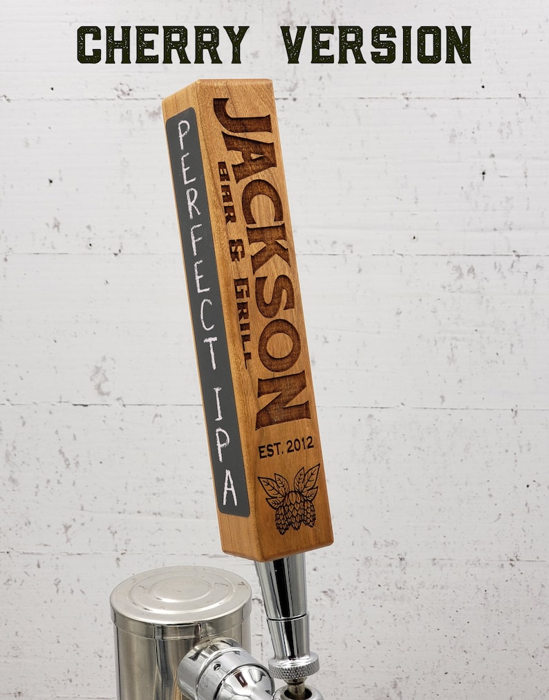 Custom Beer Tap Handle-Laser Engraved with Chalkboard Tap House Edition Personalized Keg Tap Cherry-Front Only