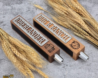 Personalized Beer Tap Handle – Signature Plate Tap Handle Edition – Custom Cherry or Walnut Wood