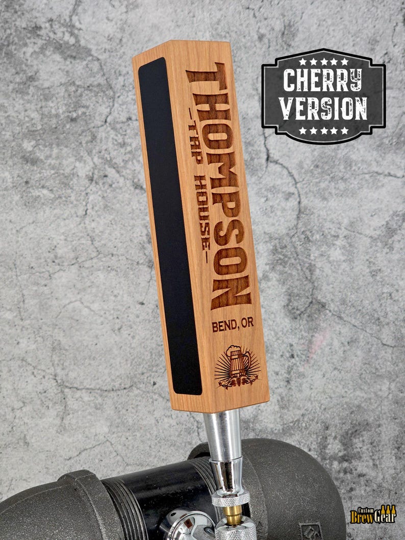Custom Beer Tap Handle-Laser Engraved with Chalkboard - Tap House Edition - Personalized Keg Tap Cherry