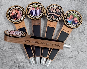 Personalized Photo Beer Tap Handle, Custom Groomsman Proposal Gift, Engraved Wood Kegerator Handle, Best Man Wedding Gift