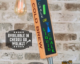 Cold Brew Coffee Tap Handle with Chalkboard-Solid Cherry or Walnut