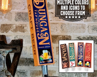 Personalized Full Color Tap Handle, Custom Beer Tap with Engraved Sides and Chalkboard on the Back