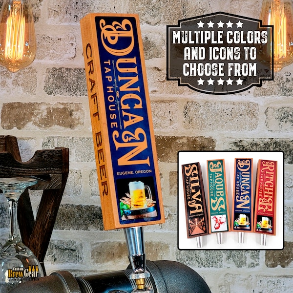 Personalized Full Color Tap Handle, Custom Beer Tap with Engraved Sides and Chalkboard on the Back