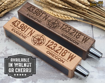 Custom Beer Tap Handle- With Custom GPS Coordinates