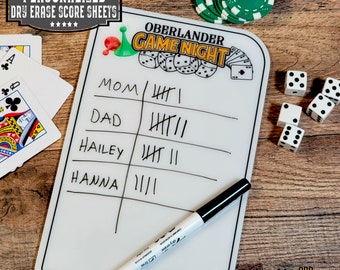 Personalized Dry Erase Score Sheet, Family Game Night Score Card