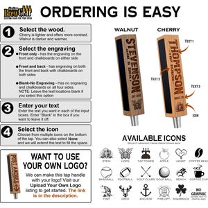 Custom Beer Tap Handle-Laser Engraved with Chalkboard - Tap House Edition - Personalized Keg Tap image 2