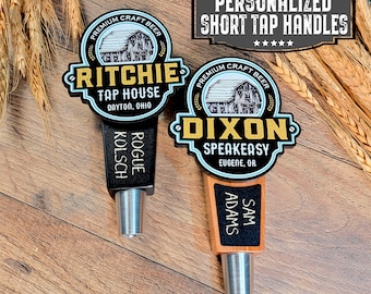 Short Tap Handle-Barn Edition-Personalized Custom Beer Tap with Chalkboard, Perfect for Under Counter or Tight Spaces