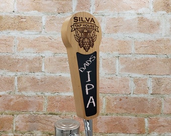 Custom Beer Tap Handle with Chalkboard Insert, Big Hop Edition, Personalized Laser Engraved Kegerator Tap Handle