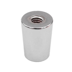 May include: A silver metal threaded cap with a smooth, cylindrical shape.