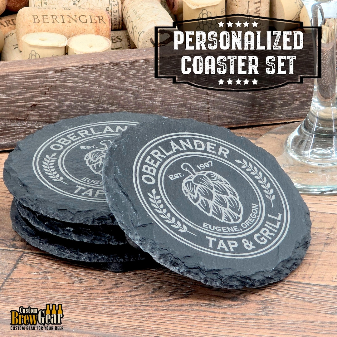 Personalized Laser Engraved Slate Coaster Set- Hop Edition | Custom ...