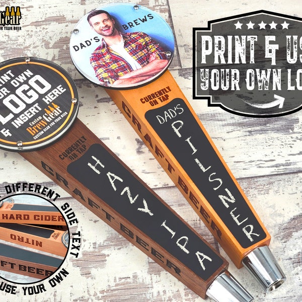 Beer Tap Handle with Changeable Logo & Chalkboard - Customize Your Kegerator Tap Handle