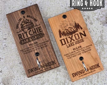 Personalized Ring & Hook Game –With Custom Engraved Logo