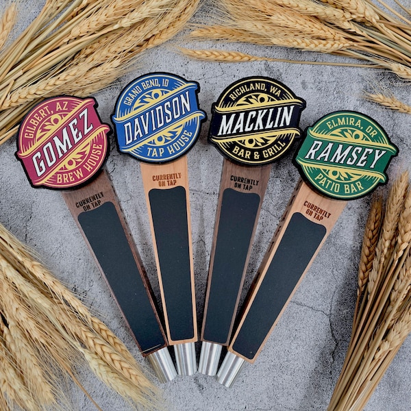 Custom Beer Tap Handle – Banner Edition | Personalized Kegerator Pull | Home Bar Decor | Bar Gift | Engraved Wood Tap Handle