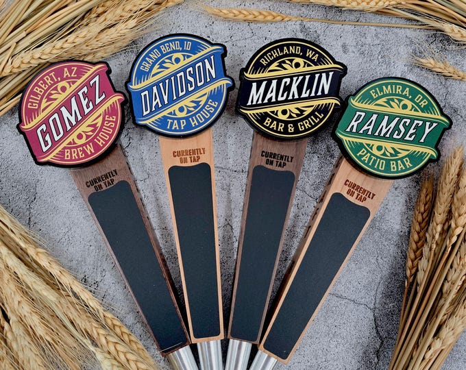 Custom Beer Tap Handle – Banner Edition | Personalized Kegerator Pull | Home Bar Decor | Bar Gift | Engraved Wood Tap Handle