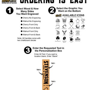 How to order our laser engraved personalized beer tap handle. Available in cherry or walnut.