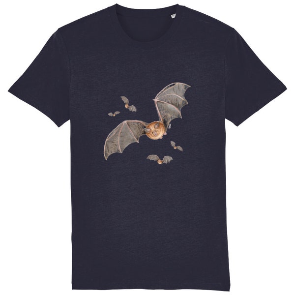 Organic Unisex T-Shirt: Greater horseshoe bats with donation to Bat Conservation Trust charity * TO BE DISCONTINUED