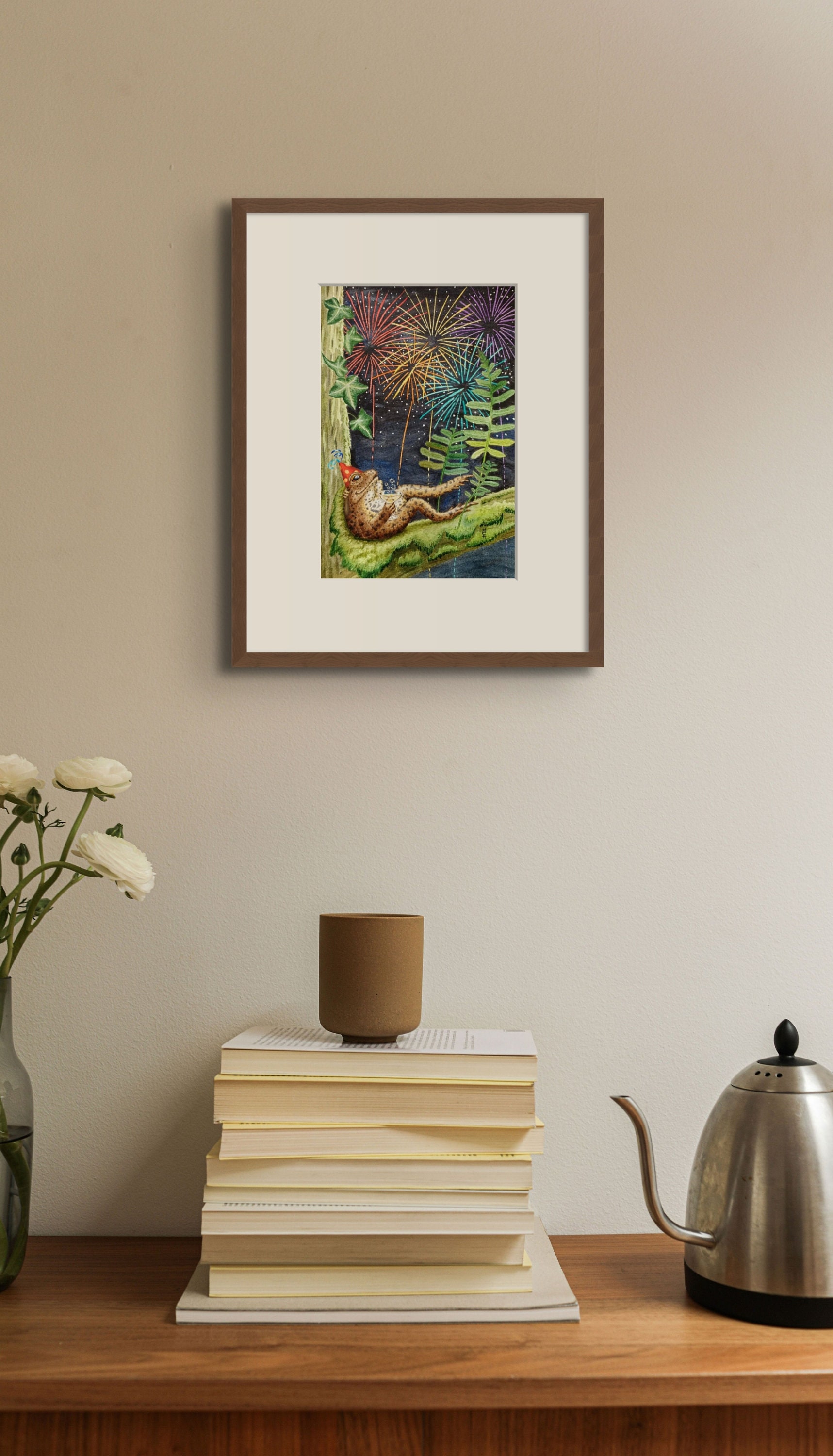 Toad Firework Giclee Print A4+: Common Toad Drinking With Fireworks. Limited Edition ...
