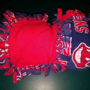 Indians Baseball with Red Back Fleece Tie Blanket image 2