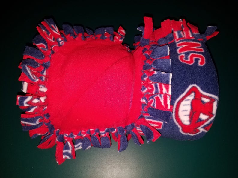 Indians Baseball with Red Back Fleece Tie Blanket image 2