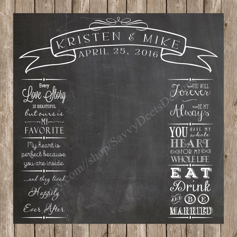 Wedding Photo Backdrop Chalkboard Printable Photo Backdrop Etsy