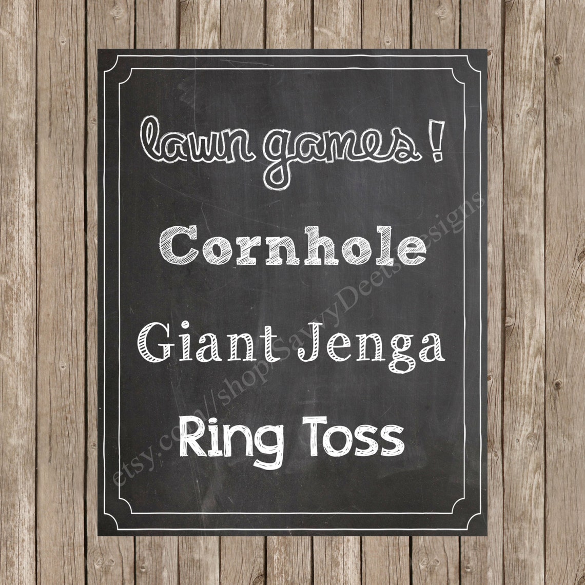 Custom Wedding Lawn Games Chalkboard Sign Printable With Etsy