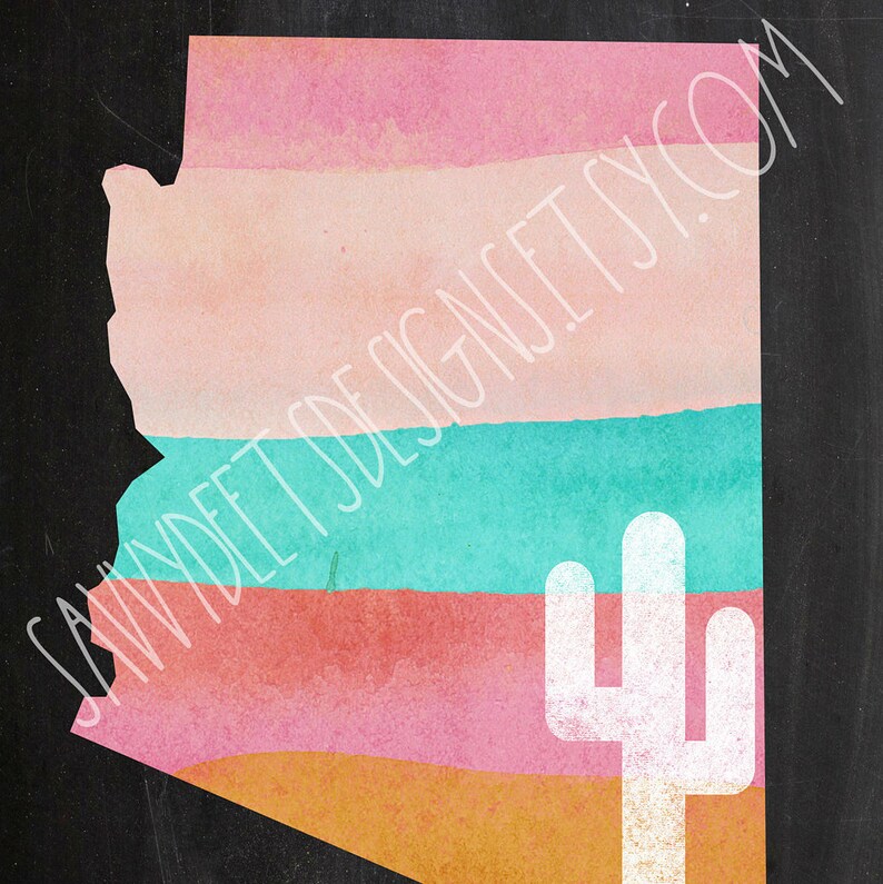 Arizona Sunset Wall Art Printable Watercolor Arizona Sunset Etsy